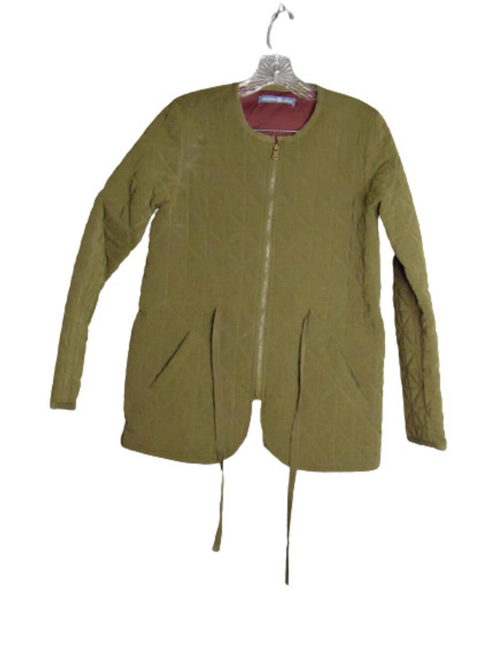 Signature Weekend Quilted Zippered Jacket W/Cinch Waist Army Green Women Size Sm